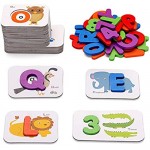 Revanak Alphabet and Number Flash Cards Wooden Jigsaw Puzzle Peg Board Set Preschool Learning Educational Montessori Toys for Toddlers Kids Boys Girls Aged 3 4 5 Years Old Gifts Idea