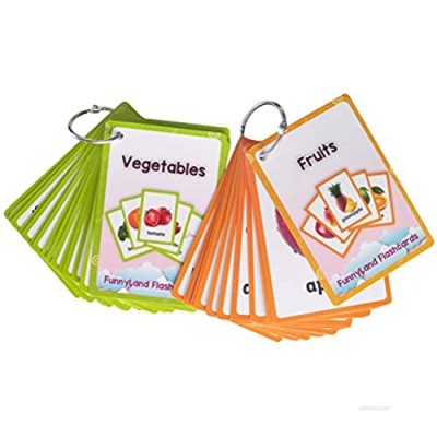 Richardy Fruits Vegetables 2 Sets of English Flash Cards Kids Pocket Card Learning Baby Toys for Children Pre-Kindergarten