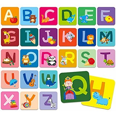 SpriteGru Memory Alphabet Matching Game(26 Pairs of 52 Pieces)  Capital and Lowercase Letter Matching Game Cards Educational Toy for Toddlers