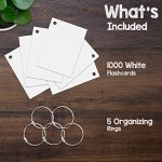 Star Right Blank Flashcards - White | 1000 Hole - Punched Cards with 5 Metal Sorting Rings | for School Learning Memory Recipe Cards and More