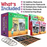 Star Right Multi Math Flashcards Pack - Addition Subtraction Multiplication & Division - 1 Ring and 52 Hole Punched Cards Per Set - 208 Cards Total
