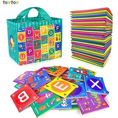 teytoy Baby Soft Alphabet Cards Toys  26Pcs ABC Alphabet Flash Cards Early Learning Toy with Storage Bag  Washable Soft Letter Toy for Toddlers Kids Boys Girls Over 0 Years
