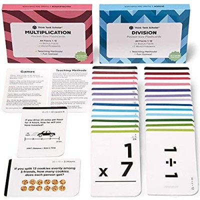 Think Tank Scholar 300 Facts Multiplication & Division Flash Cards (Award Winning) | All Facts 1-12 | Pocket-Size | Learn to Multiply & Divide | 3rd  4th  5th  6th Grades & Homeschool +10 Games