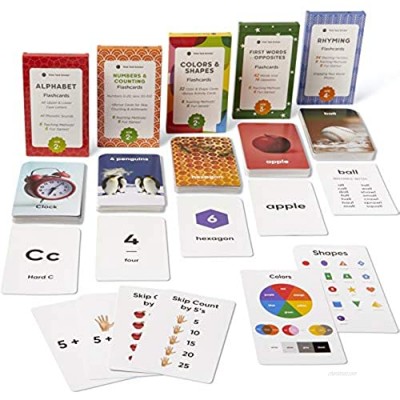 Think Tank Scholar Preschool Flash Cards Bundle - Alphabet (ABC) Letters  Math Numbers & Counting  Colors & Shapes  First Words & Opposites  & Rhyming for Toddlers Ages 2-6