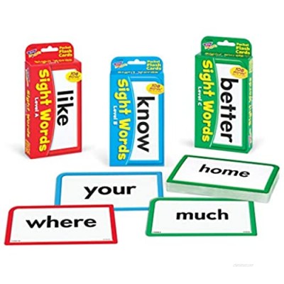 TREND ENTERPRISES  INC. Sight Words Bundle - Pocket Flash Cards Set - for Home  Travel  Classroom