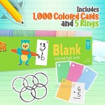 Turn to Learn Blank Colored Flash Cards - Multipurpose Cards - 1000 Pieces Hole Punched Cards with 5 Metal Sorting Rings Easy to Organize Perfect for Learning Memorizing Games Recipes and More