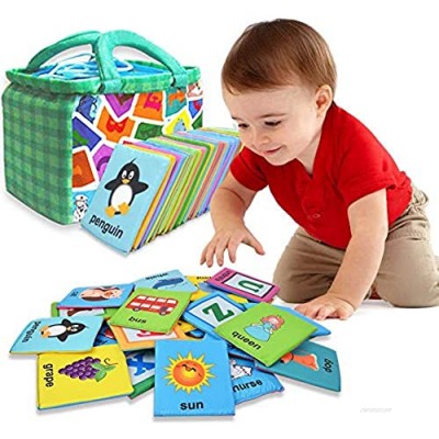 VNOM Soft Baby Alphabet Cards 26 Letters Learning Flash Cards with Cloth Bag Early Educational Toy for Kids Toddlers Babies Infants