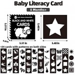 Youwo Black and White Flash Card for Baby 24 Cards 48 Pages 5.4'' x 5.4'' Baby Visual Stimulation High Contrast Baby Card 0-24 Months.