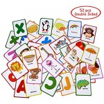 ZazzyKid Alphabet Flash Cards for Kids: Teach Toddler ABC Letters & Words 52 Double-Sided Cards - Preschool Learning
