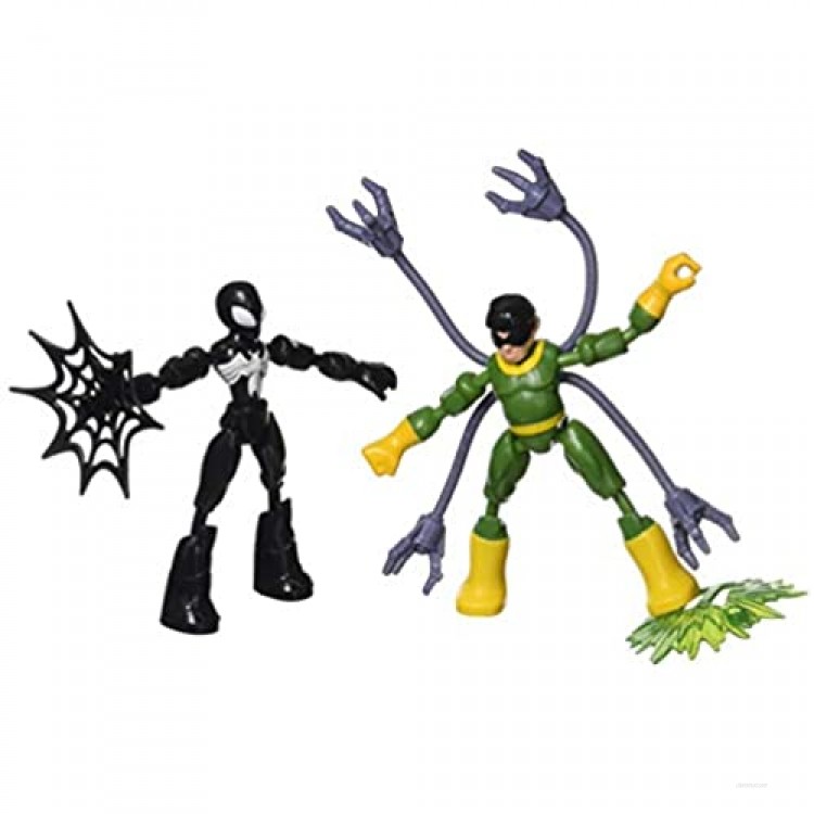 Marvel Spider-Man Bend and Flex Black Suit Spider-Man Vs. Doc Ock Action Figure Toys 6-inch Flexible Figures for Kids Ages 4 and Up