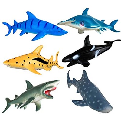 Shark Toys Figures Ocean Animals Plastic Sea Creatures Kids Gifts Zoo Animals Aquatic Educational Toys 6 Piece