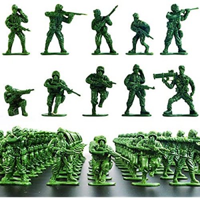 Wankko 2-Inch Plastic Army Men Action Figures  10 Unique Sculpts  Pack of 100 (Green)