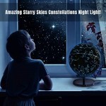 12 Tall Illuminated Educational Kids World Globe + STEM Flags & Countries Interactive Card Game. 3 in 1 Children Desktop Spinning Earth Political & Constellation Maps LED Night Light Lamp with Stand