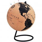7 Inch Cork Globe with Color Push Pins – Rotatable World Globe Cork – Educational World Map - Durable Stainless Steel Base Easy Spin – Keep Track of Your Travels - Classy Décor for Home Office