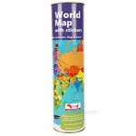 CocoMoco Kids World Map for Kids with Reusable Stickers 24 x 36 inches Wall Poster with Countries Flags Continents - Geography for Kids Stem Toy Activity Kit for 4-12 Years Boys Girls