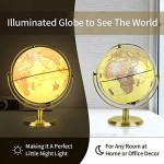 Globes of The World with Stand for Kids 8 Inchs Retro Illuminated Full 720°Rotation World Globe Night Light Built-in LED Decor Interactive Educational Learning Toys for Cafe Home and Office Decoration