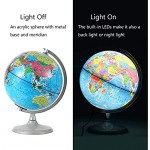 Illuminated World Globe for Kids Desktop Educational Globe with LED Night Light 360° Rotation Decorative Globe 8 Inch Geographic Earth Globe Learning Toy