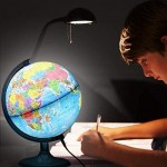 Illuminated World Globe for Kids Desktop Educational Globe with LED Night Light 360° Rotation Decorative Globe 8 Inch Geographic Earth Globe Learning Toy