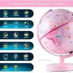 Interactive Globe for Kids 8 Inchs AR Educational Globes of The World with Stand Built-in LED Night Light Learning Toy with 17 Augmented Reality Educational Section for Home School Child Adults (Pink)