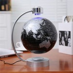 Magnetic Levitation Floating Globe NHSUNRAY 8'' Levitation Rotating Ball LED Illuminated World Map Earth  for Desktop Office Home Decor Children Learn Geography Knowledge (Black)
