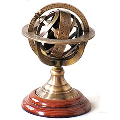 Nautical Collectible Home Decor Table Top 5" Zodiac Sphere Globe Solid Brass Armillary Sphere