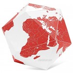 Palomar Foldable Hexagon Globe White and Red with 50 Red Pins Goes by Countries Non-Toxic Inks on Cordenons Wild Paper with 35% Cotton Medium 11.81 Inches