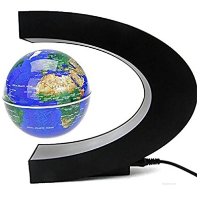 Senders Floating Globe with LED Lights C Shape Magnetic Levitation Floating Globe World Map for Desk Decoration (Dark Blue)