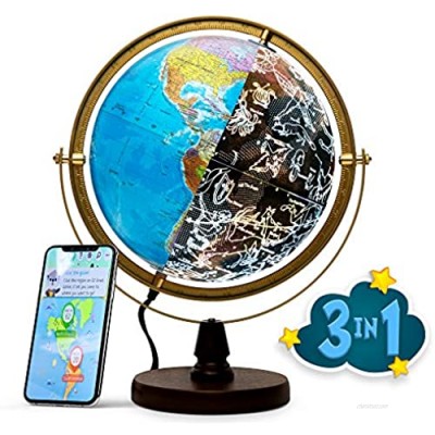 SJSMARTGLOBE with Interactive APP & LED Illuminated Constellations at Night  Educational Content for Kids  US-Patented STEM Toy  10" World Globe with Detailed map
