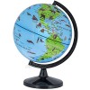 TCP Global 6" World Globe with Wildlife Animals of The World - Zoo  Blue Oceans  Vertical Axis Rotation - Educational Map  Learn Earth's Geography - School  Home Office  Shelf Desktop Display