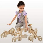 THE FRECKLED FROG Little Happy Architect - Set of 22 - Ages 18m+ - Wooden Blocks for Toddlers - Create Endless Village Layouts - Lightweight