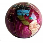 Unique Art 3-Inch Pink Pearl Swirl Ocean Gemstone World Globe Paper Weight