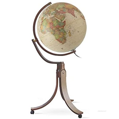 Waypoint Geographic Light Up Floor Stand Emily Globe - 42" Tall Decorative Illuminated Antique Ocean Style Standing Floor Globe - 20" Diameter Globe with Gyromatice Mounting - Up to Date World Globe