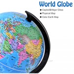 Wizdar 8'' World Globe for Kids Learning DIY Assemble Educational Rotating World Map Globes Large Size Decorative Earth Children Globe for Classroom Geography Teaching Desk & Office Decoration