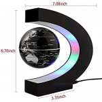 ZJchao Floating Globe Rotating World Map Earth Planet Ball with C Shaped Magnetic Levitation LED Display Platform Stand - Educational Gifts for Kids Office Desk Decoration Ornament (Black)