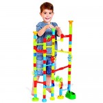 100 Piece Marble Run Toy Set - 80 Colorful Pieces + 20 Marbles To Build Your Own Maze Race Track - Create Endless Building Block Combinations And Watch A Race To The Bottom! - Educational STEM Kit