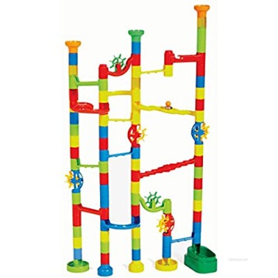 100 Piece Marble Run Toy Set - 80 Colorful Pieces + 20 Marbles To Build Your Own Maze Race Track - Create Endless Building Block Combinations And Watch A Race To The Bottom! - Educational STEM Kit