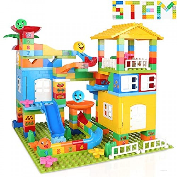 175 pcs Marble Run Castle Building Blocks for Toddlers Exercise N Play Race Track Construction Blocks Toy for Girls Boys