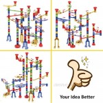 AOBEIZI Marble Run Sets for Kids Activities -180Pcs Marble Run Sets STEM Toys Educational Learning Marble Building Blocks Gift Boy Girl All Ages (30 Glass Marbles + 2 Led Lighted Beads)