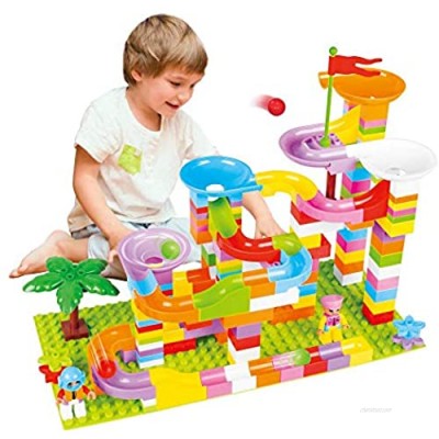 BeebeeRun Marble Run for Kids - 165PCS Marble Race Track Building Blocks  Marble Blocks Compatible with All Major Brands Bulk Bricks Set for Boys Girls Toddler Age 3 4 5 6 7 8+