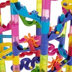 Big Marble Run Coaster Maze Toy 115 Pieces Building Set: 82 Blocks + 33 Safe Plastic Marbles. 250” Long Marble Tracks. STEM Learning Games for Toddlers. Kids Building Kits.