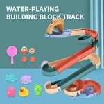 FANXU 39 PCS Children's Bath Toys DIY Water Slide and Animal Park Building Block Toy Set Fun Water Track with Suction Cup Bathtub Toy Gift Suitable for 3-8 Years Old Boys and Girls