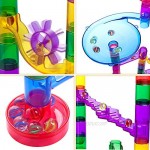 Gifts2U Marble Run Sets Kids 122 PCS Marble Race Track Game 90 Translucent Marbulous Pieces + 32 Glass Marbles STEM Marble Maze Building Blocks Kids 4+ Year Old
