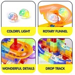 HAKUNAMATATA Glowing Marble Run 110+ PCS Marble Race Track Marble Maze Building Set Translucent Toys with 2 Led Lighted Marbles Fun Gift for 3 4 5 6 7 8+ Years Old Kids