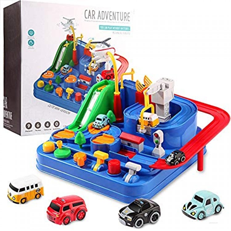 Wemfg Race Tracks for Boys Car Adventure Toys for 3 4 5 6 7 8 Year Old Boys Girls Race Track for Toddlers Preschool Educational Toy Vehicle Puzzle Car Track Playsets for Toddlers Kids Toys Age 3+