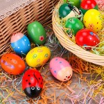 12Pcs Wooden Egg Shakers Maracas Percussion Musical Egg Kids Toys for Party Favors Easter Basket Stuffers Easter Egg Fillers Musical Instrument Easter Hunt(Assorted Colors)