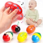 12Pcs Wooden Egg Shakers Maracas Percussion Musical Egg Kids Toys for Party Favors Easter Basket Stuffers Easter Egg Fillers Musical Instrument Easter Hunt(Assorted Colors)