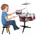 AHOMASH Small Jazz Drum Sets for Kids 1-6 Years Old Beats Musical Toys Plastic Drum Kit with Cymbal & Drumsticks