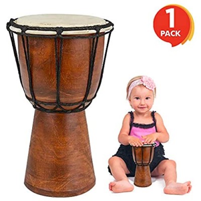 ArtCreativity 8 Inch Mini Wooden Toy Drum - Rustic Brown Wood and Authentic Design - Fun Musical Instrument for Children - Gift Idea  Party Supplies  Birthday Party Favor for Boys  Girls  Toddler