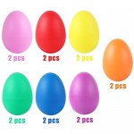 Augshy 14 PCS Plastic Egg Shakers Percussion Musical Egg Maracas Easter Egg Kids Toys (7 Colors)