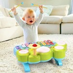 Baby Musical Montessori Toys 3 in 1 Piano Keyboard Xylophone Drum Set Sensory Preschool Learning Educational Developmental Toys Gift for Toddlers Baby Girl Boy Infant Toys 6 12 18 Months 2-4 Age
